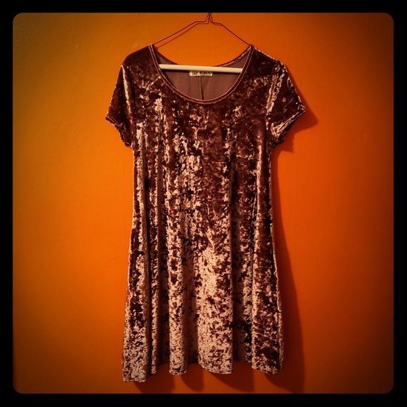 Say What? Dresses Vintage 9s 2000s Crushed Velvet Pink Mini Dress